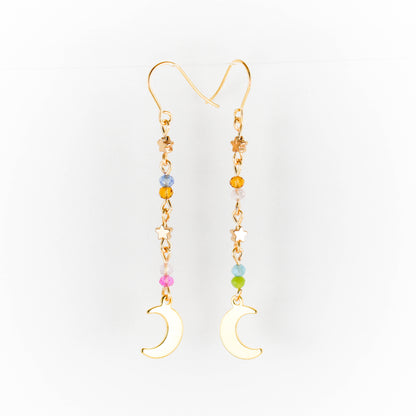 Colorful Moon and Star Earrings