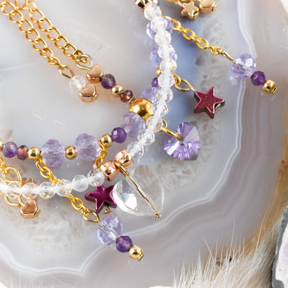 Purple Love Golden Beaded Bracelet