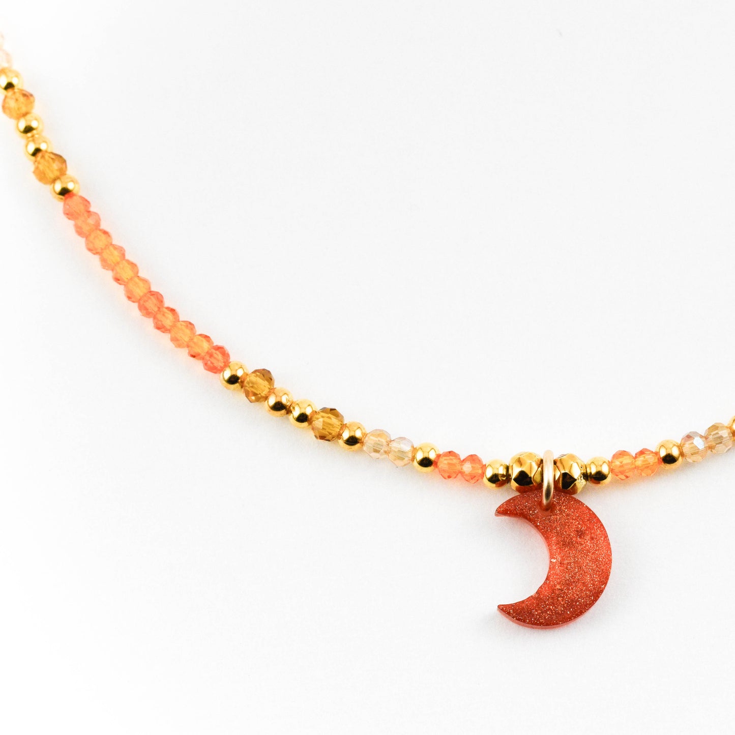 Deep peach Moon Necklace