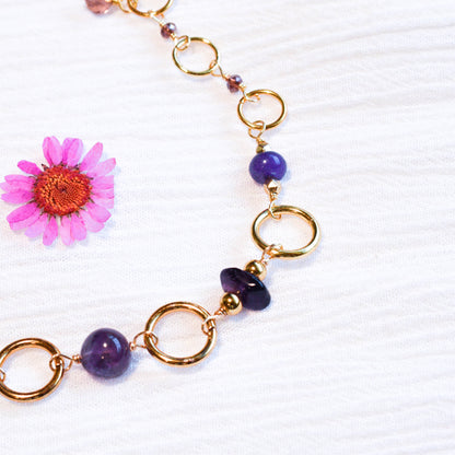 Mauve Crystal Link Bracelet