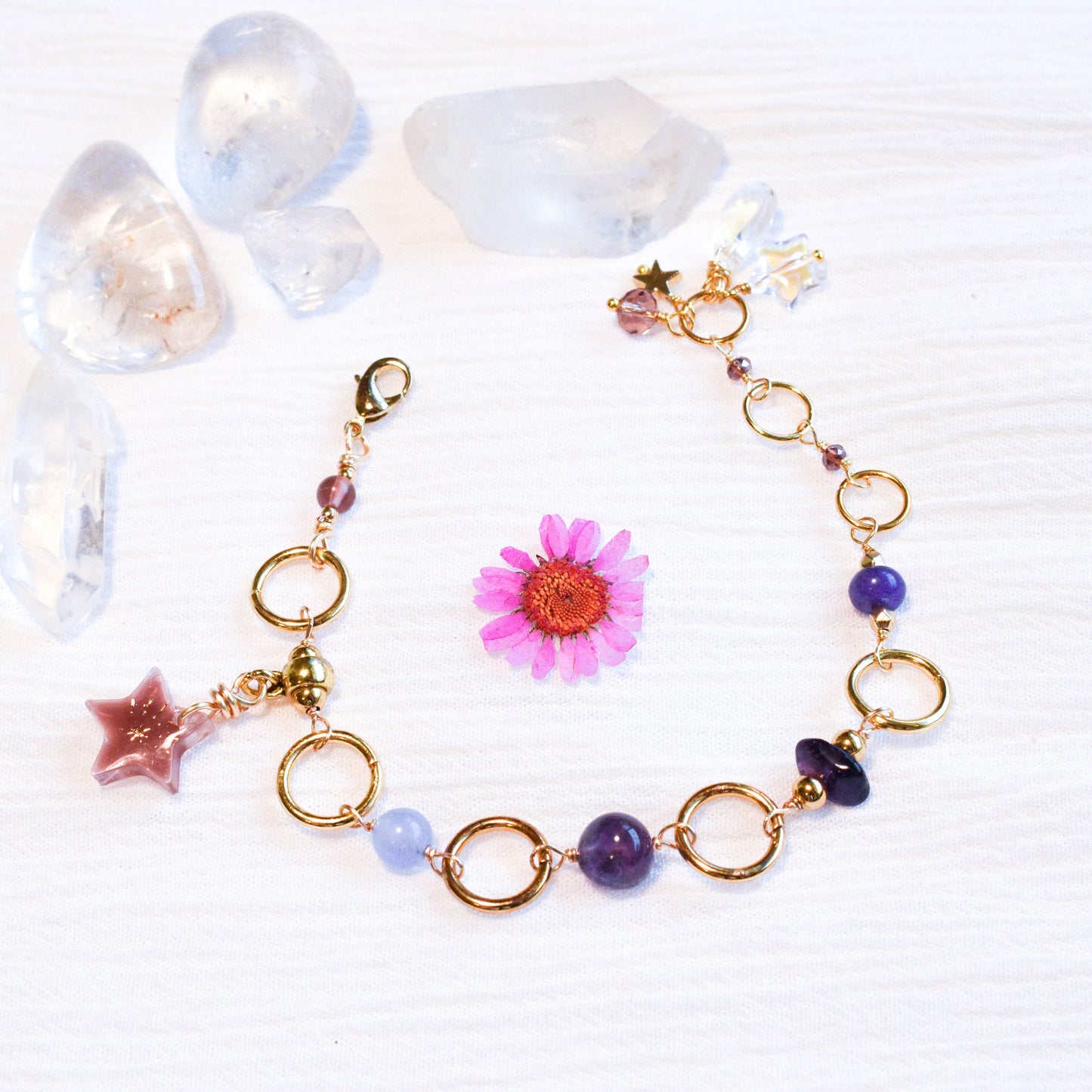 Mauve Crystal Link Bracelet