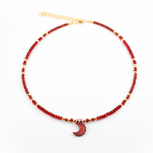 Ruby red Moon Necklace