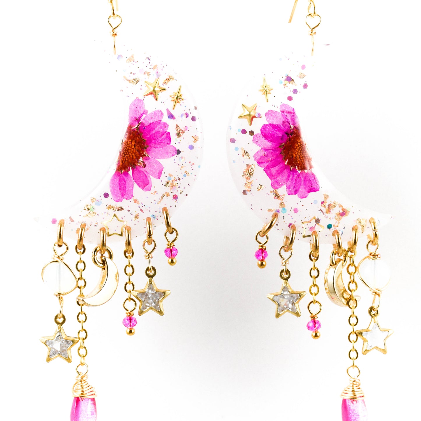 Resin Moon Flower Earrings