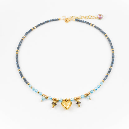 Celestial blue Golden Heart Necklace