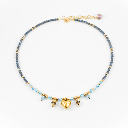 Celestial blue Golden Heart Necklace