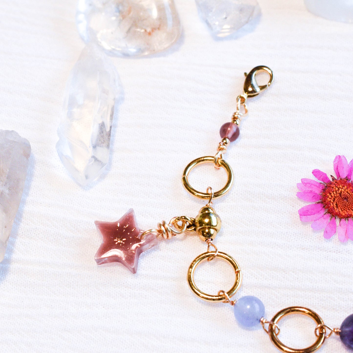 Mauve Crystal Link Bracelet