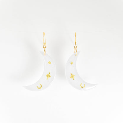 White smoke Luna Earrings