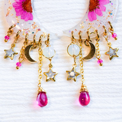 Resin Moon Flower Earrings