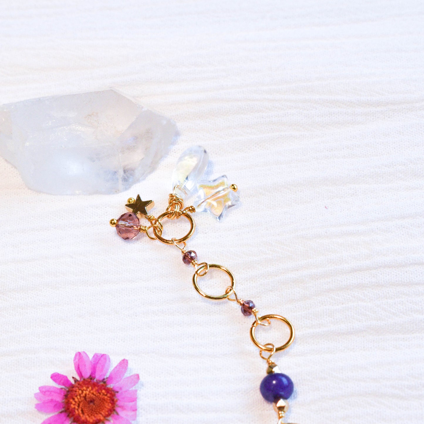 Mauve Crystal Link Bracelet