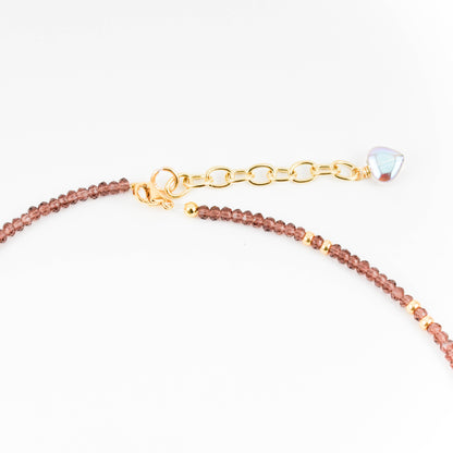 Old Lavender Golden Heart Necklace
