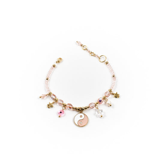 Pink Yin Yang Charm Bracelet