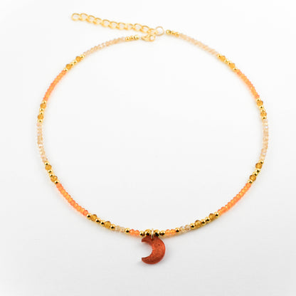 Deep peach Moon Necklace