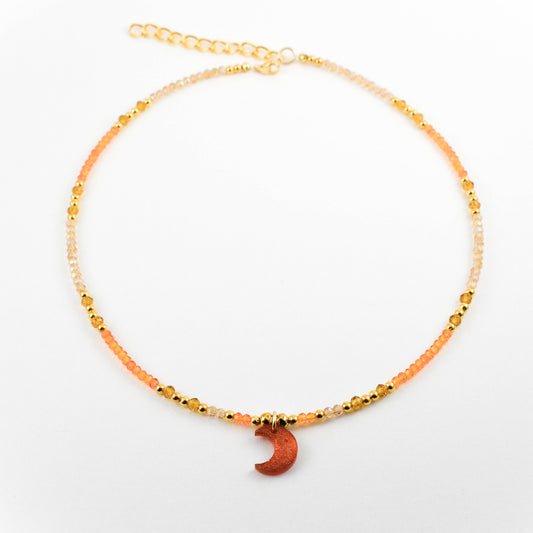 Deep peach Moon Necklace